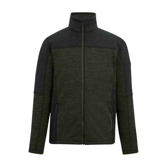 Dark Khaki-Black - Front - Regatta Mens Highton Fleece Full Zip Midlayer