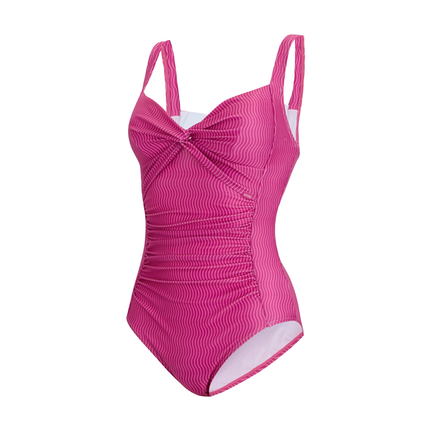 Pink - Side - Regatta Womens-Ladies Sakari Retro Wave Tummy Control One Piece Swimsuit