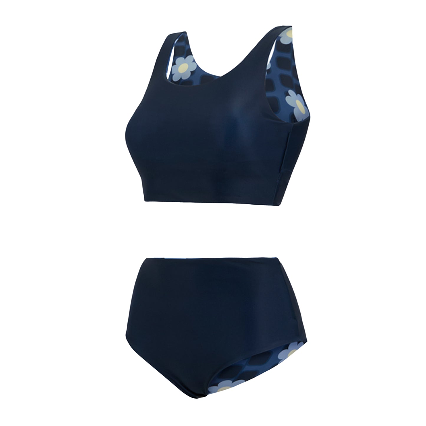 Blue - Side - Regatta Womens-Ladies Orla Kiely Mini Square Flower Reversible Bikini Set