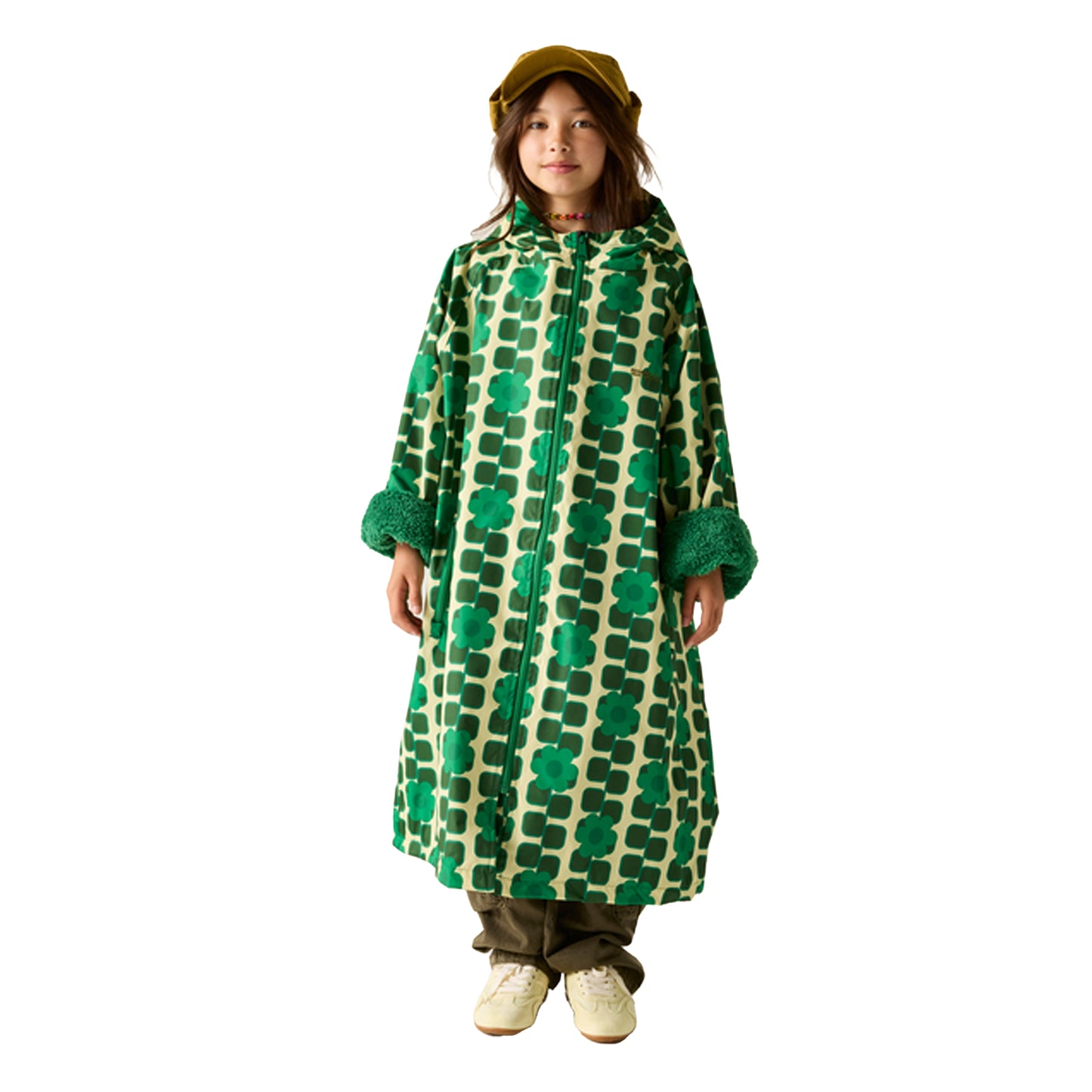 Green - Lifestyle - Regatta Girls Orla Kiely Giant Square Flower Changing Robe