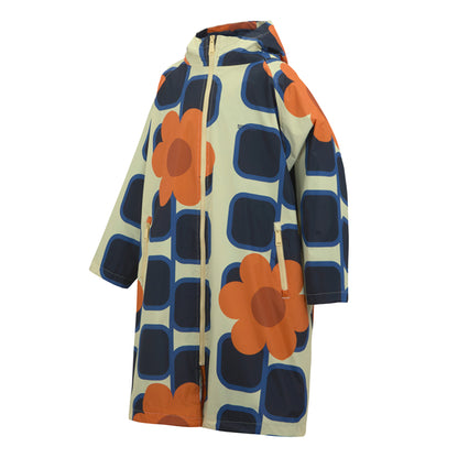 Orange - Side - Regatta Girls Orla Kiely Giant Square Flower Changing Robe