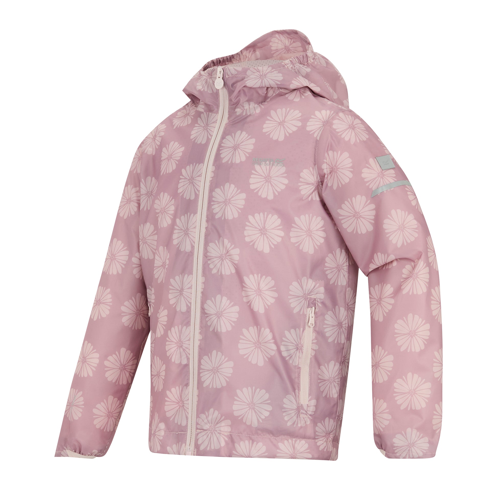 Powder Lilac-Pink Haze - Side - Regatta Childrens-Kids Lever II Petal Waterproof Jacket