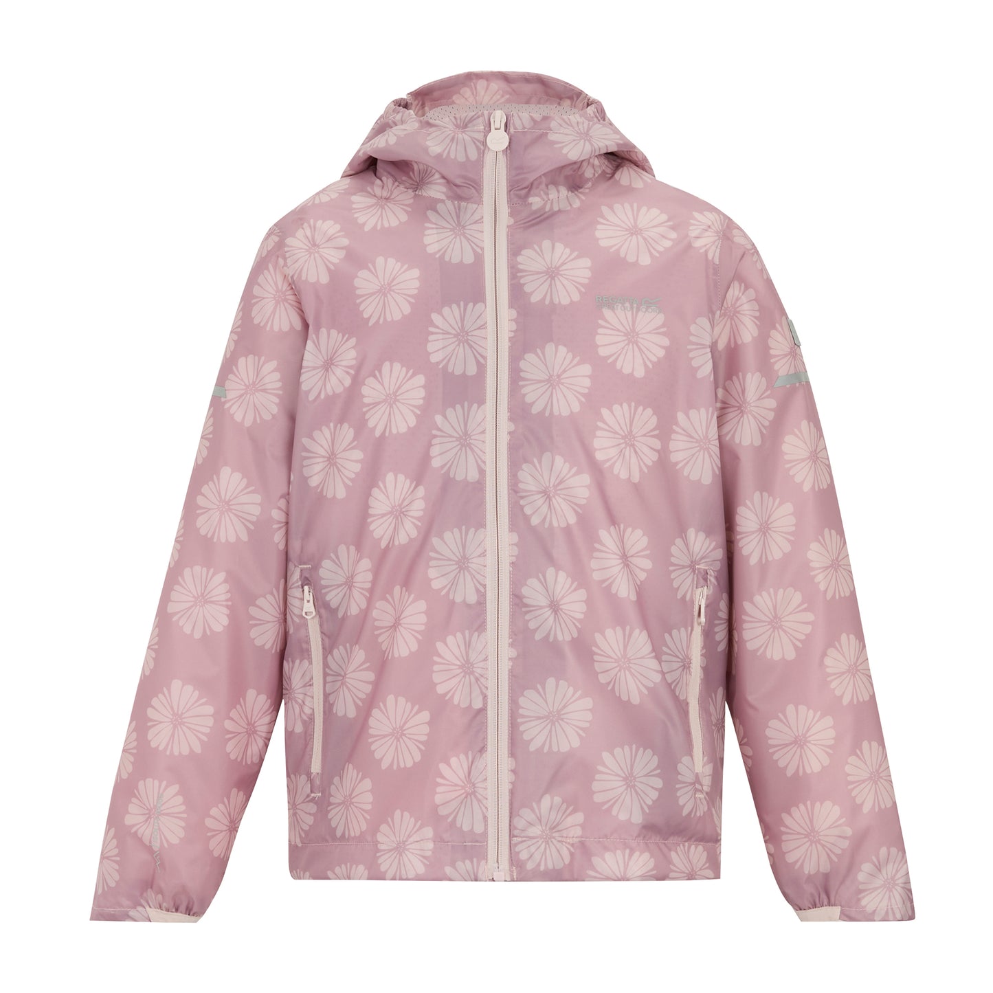 Powder Lilac-Pink Haze - Front - Regatta Childrens-Kids Lever II Petal Waterproof Jacket