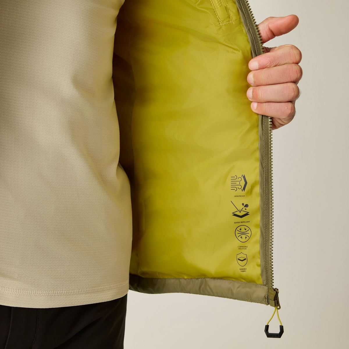 Martini Olive - Lifestyle - Dare 2B Mens Air Lite Baffled Padded Jacket