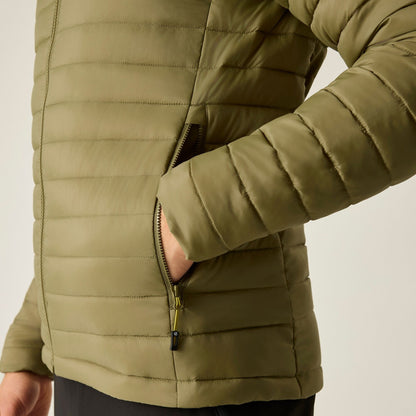 Martini Olive - Close up - Dare 2B Mens Air Lite Baffled Padded Jacket