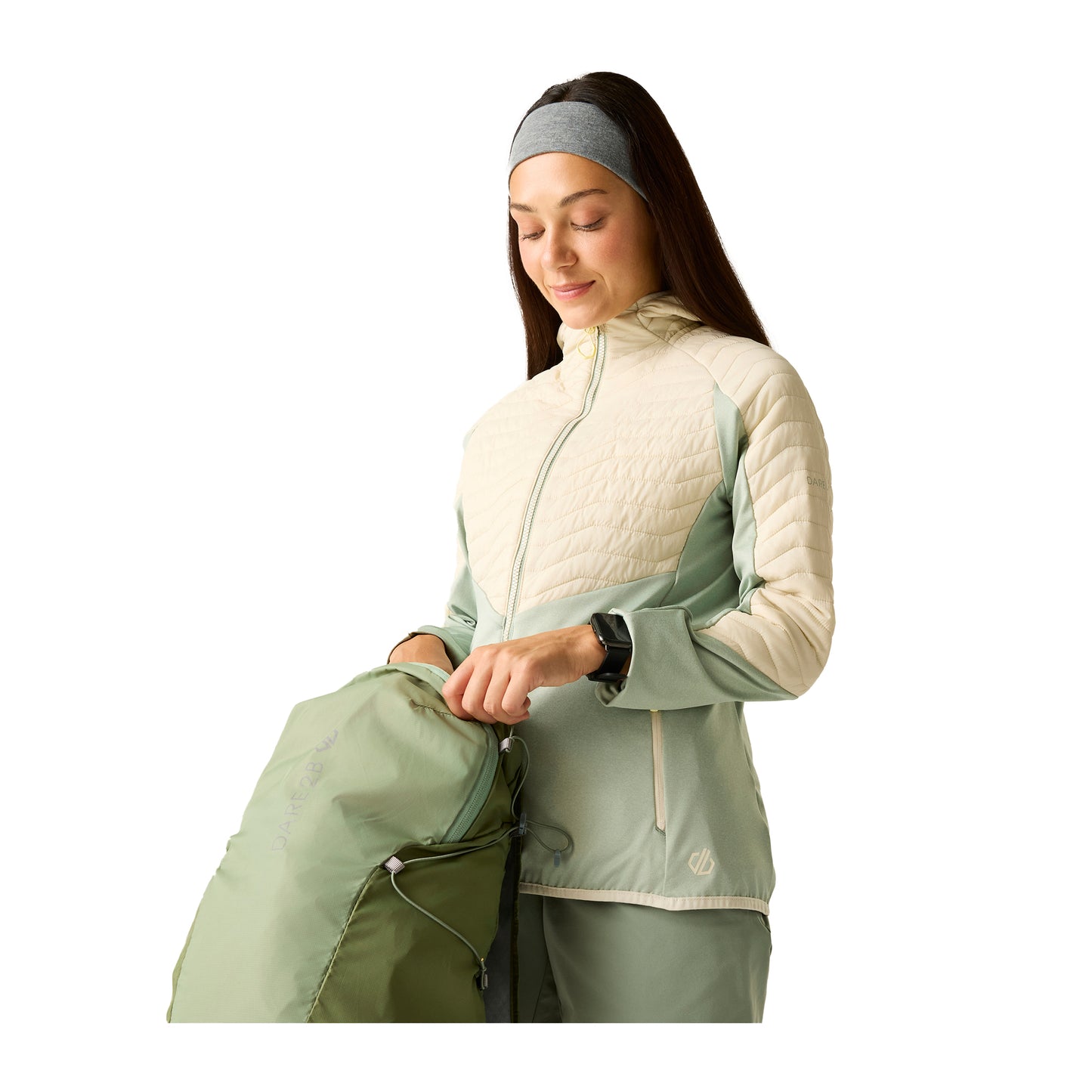 Almond Milk-Glacier Green - Lifestyle - Dare 2B Womens-Ladies Air Lite Hybrid Jacket