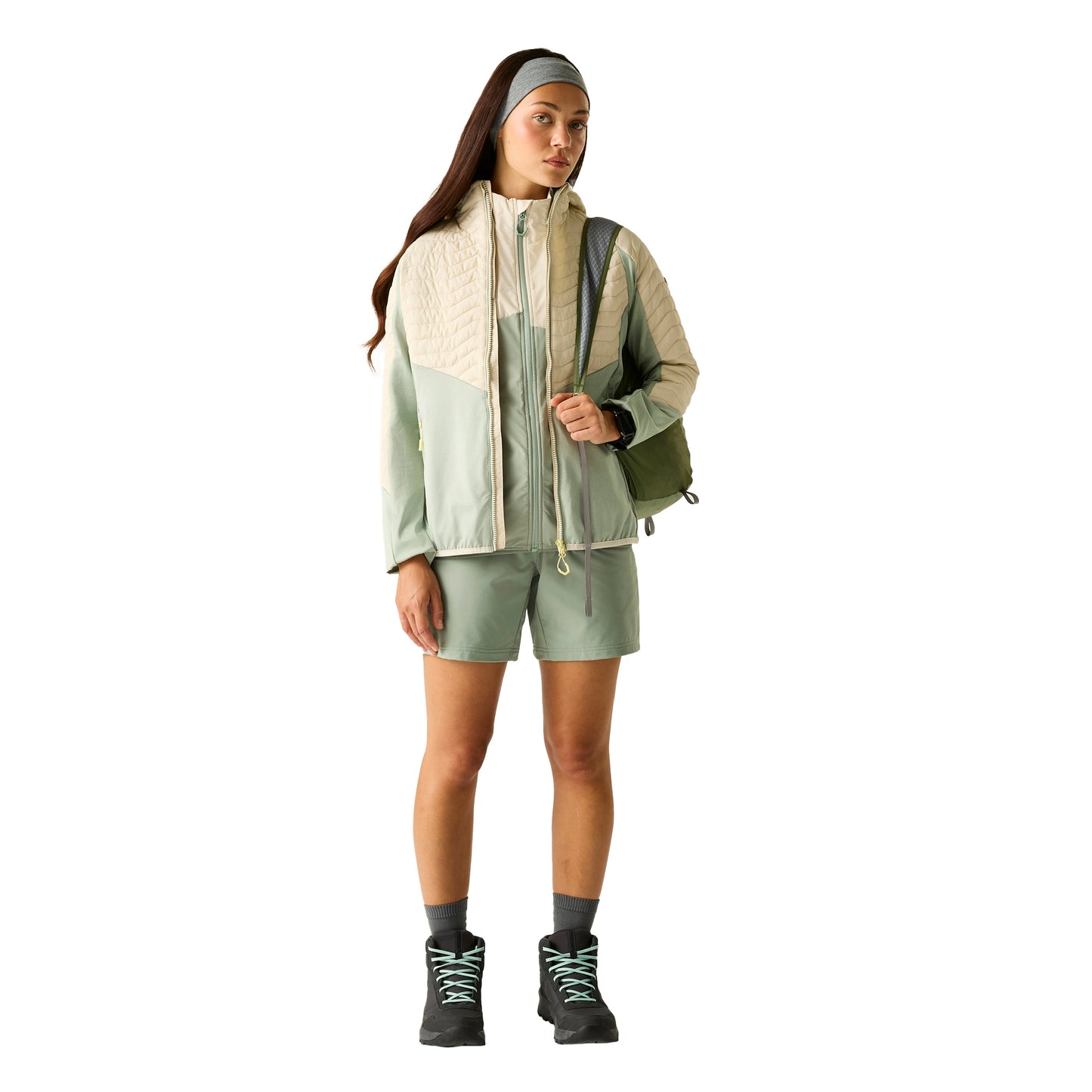 Almond Milk-Glacier Green - Pack Shot - Dare 2B Womens-Ladies Air Lite Hybrid Jacket