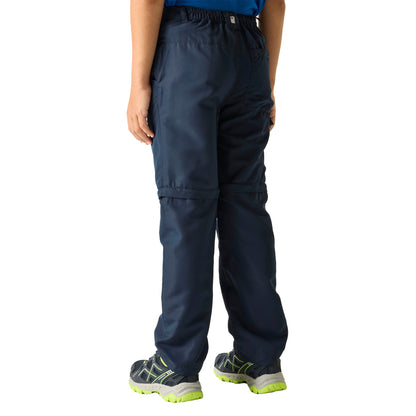 Navy - Pack Shot - Regatta Childrens-Kids Sorcer III Zip-Off Trousers