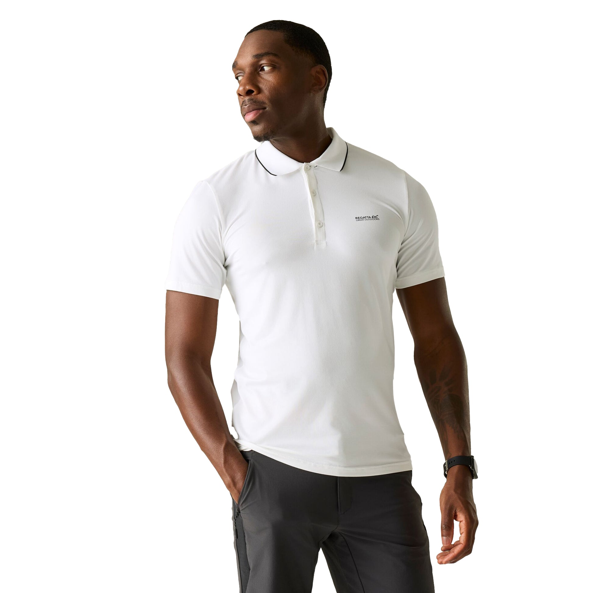 White - Lifestyle - Regatta Mens Maverik Stretch Polo Shirt