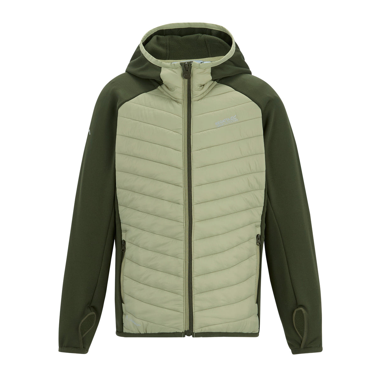 Dark Khaki-Light Sage - Front - Regatta Childrens-Kids Andreson Hybrid Padded Jacket
