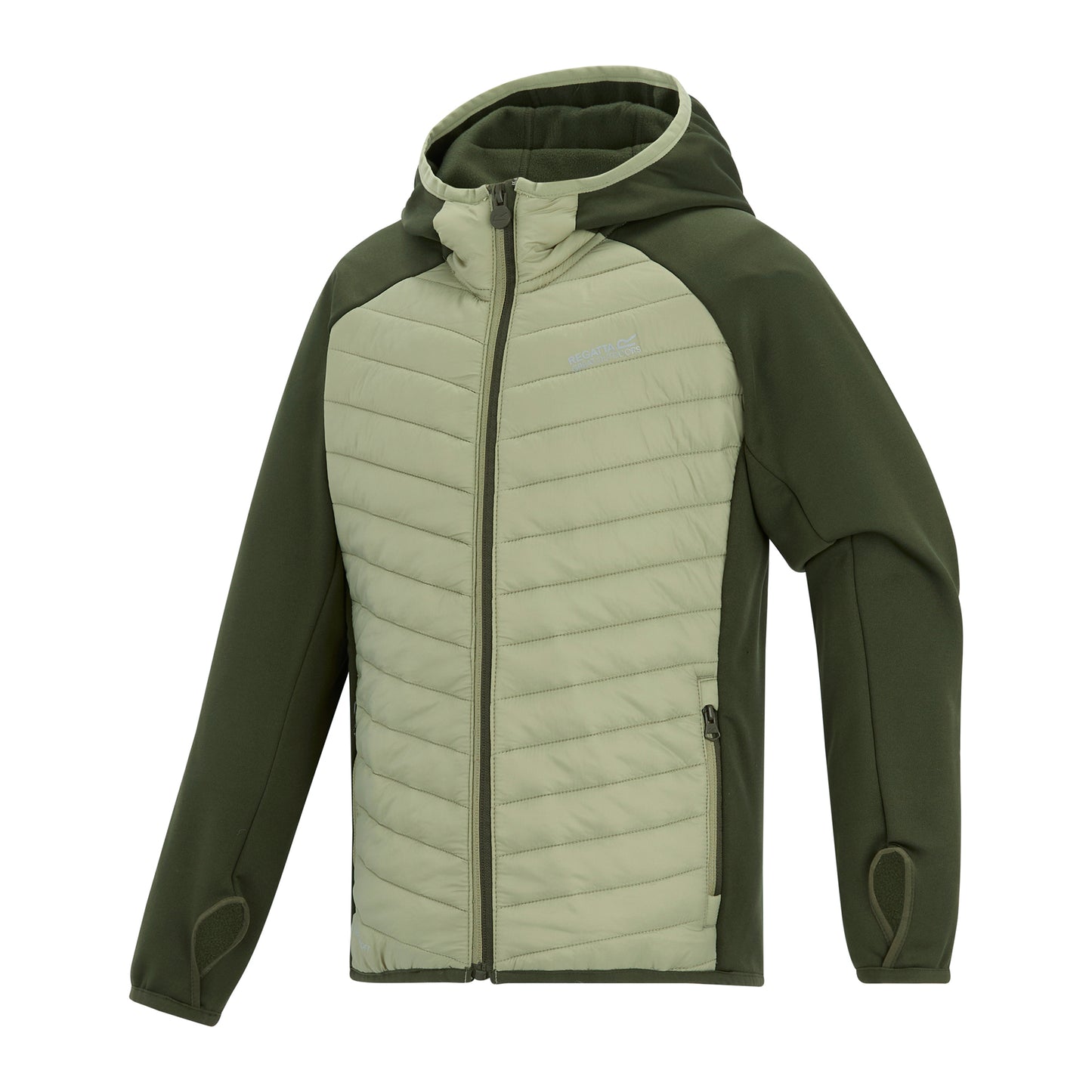 Dark Khaki-Light Sage - Side - Regatta Childrens-Kids Andreson Hybrid Padded Jacket