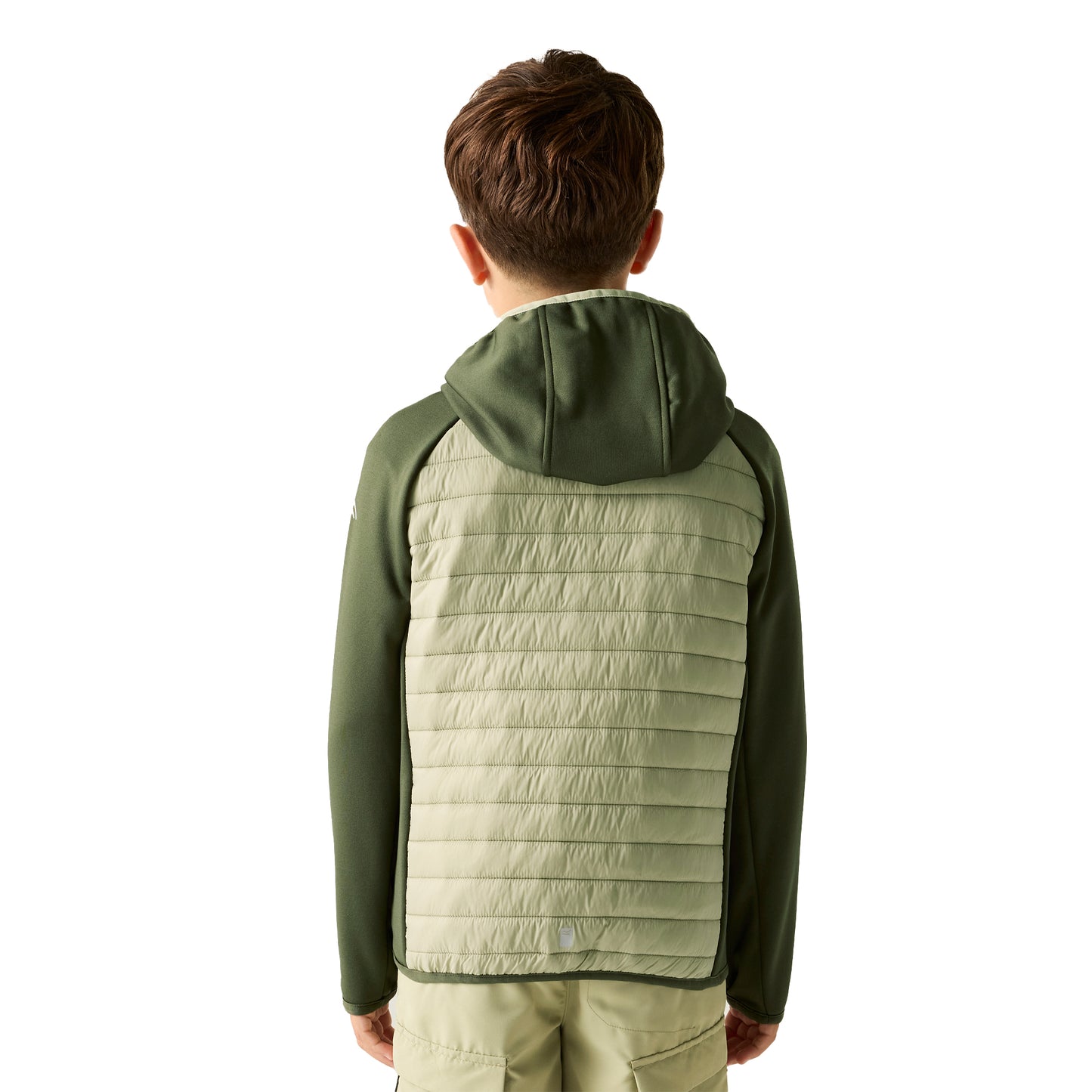 Dark Khaki-Light Sage - Pack Shot - Regatta Childrens-Kids Andreson Hybrid Padded Jacket