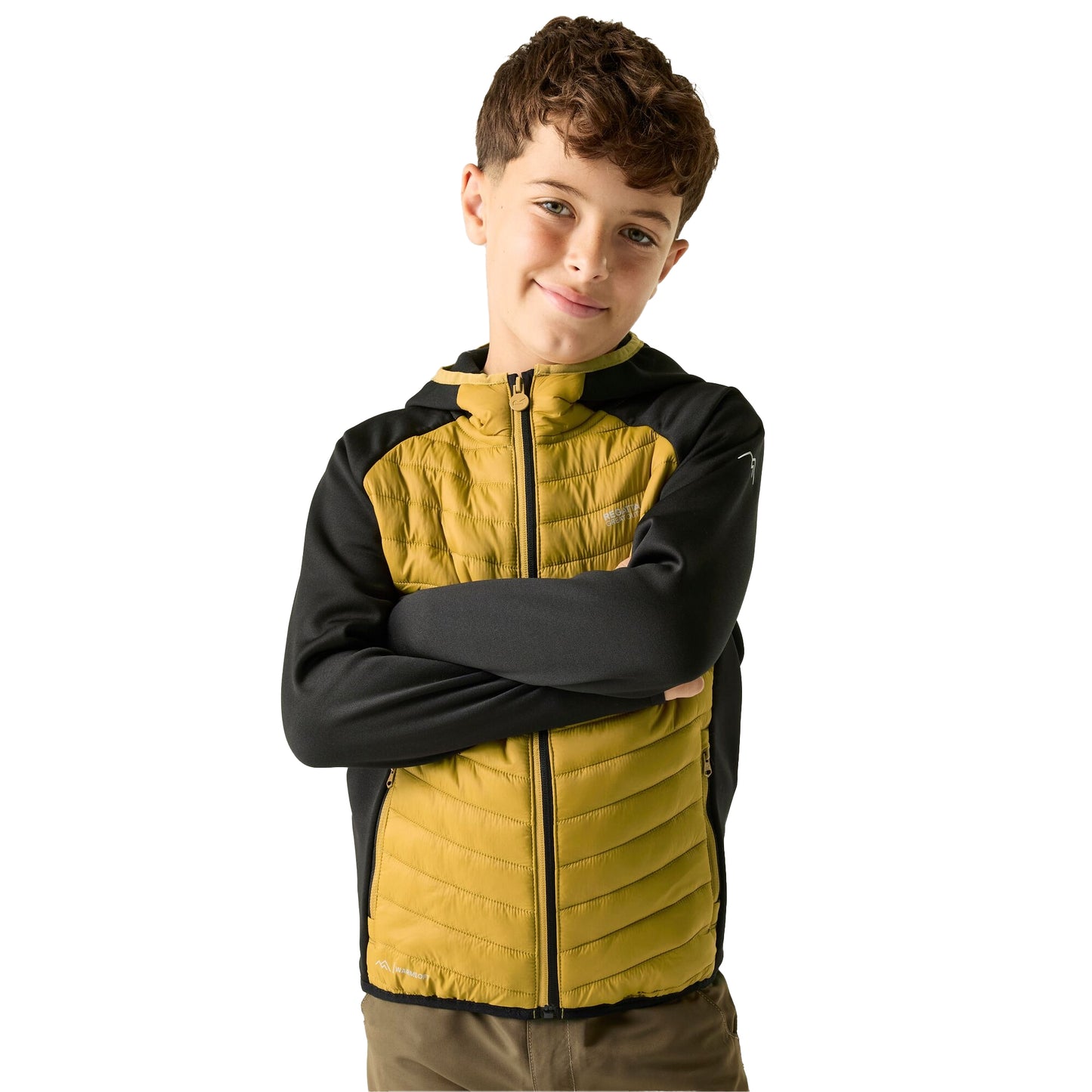 Black-Wood Brown - Lifestyle - Regatta Childrens-Kids Andreson Hybrid Padded Jacket