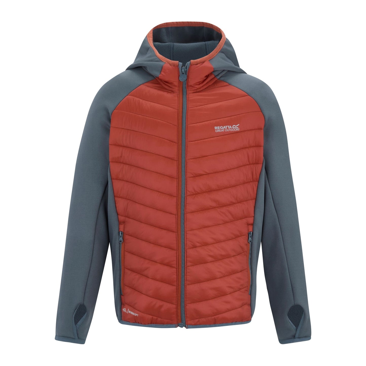 Dark Storm-Brick - Front - Regatta Childrens-Kids Andreson Hybrid Padded Jacket