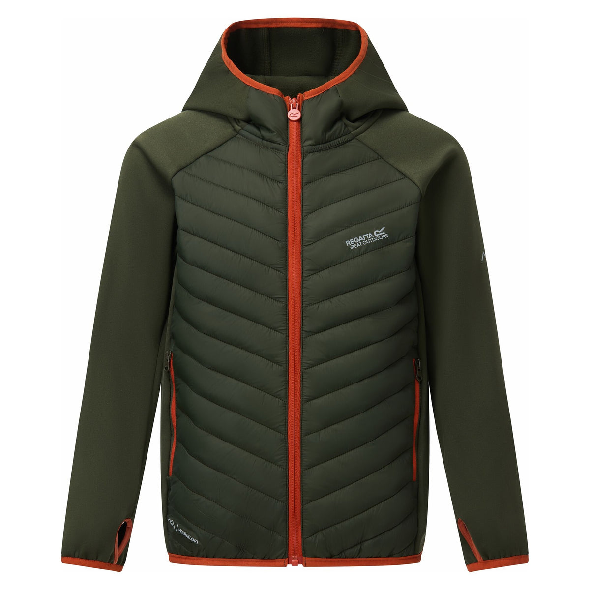 Dark Khaki - Front - Regatta Childrens-Kids Andreson Hybrid Padded Jacket