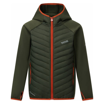 Dark Khaki - Front - Regatta Childrens-Kids Andreson Hybrid Padded Jacket