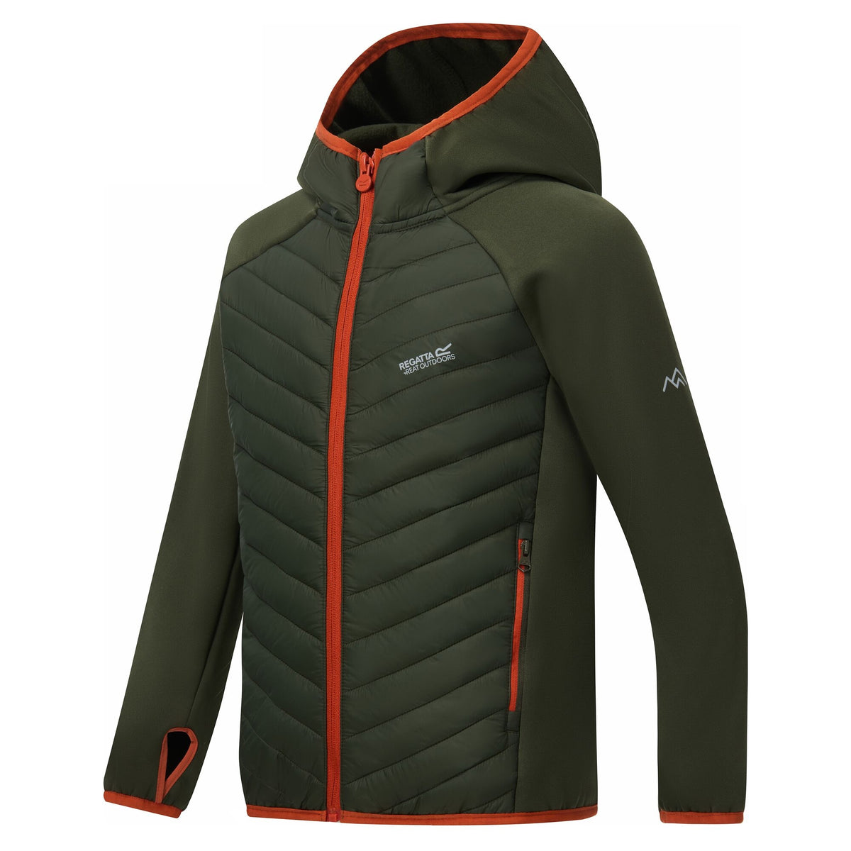 Dark Khaki - Side - Regatta Childrens-Kids Andreson Hybrid Padded Jacket