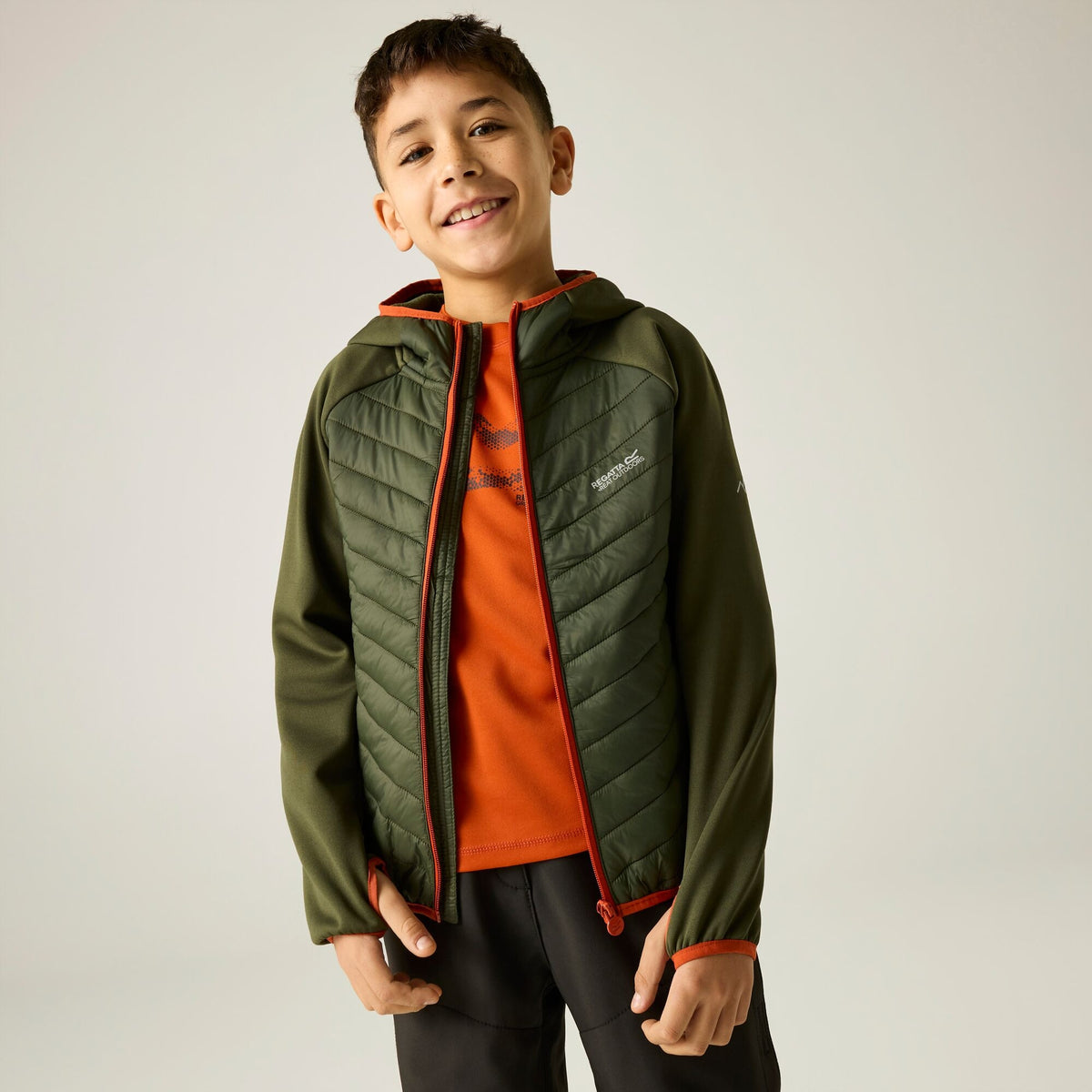 Dark Khaki - Close up - Regatta Childrens-Kids Andreson Hybrid Padded Jacket