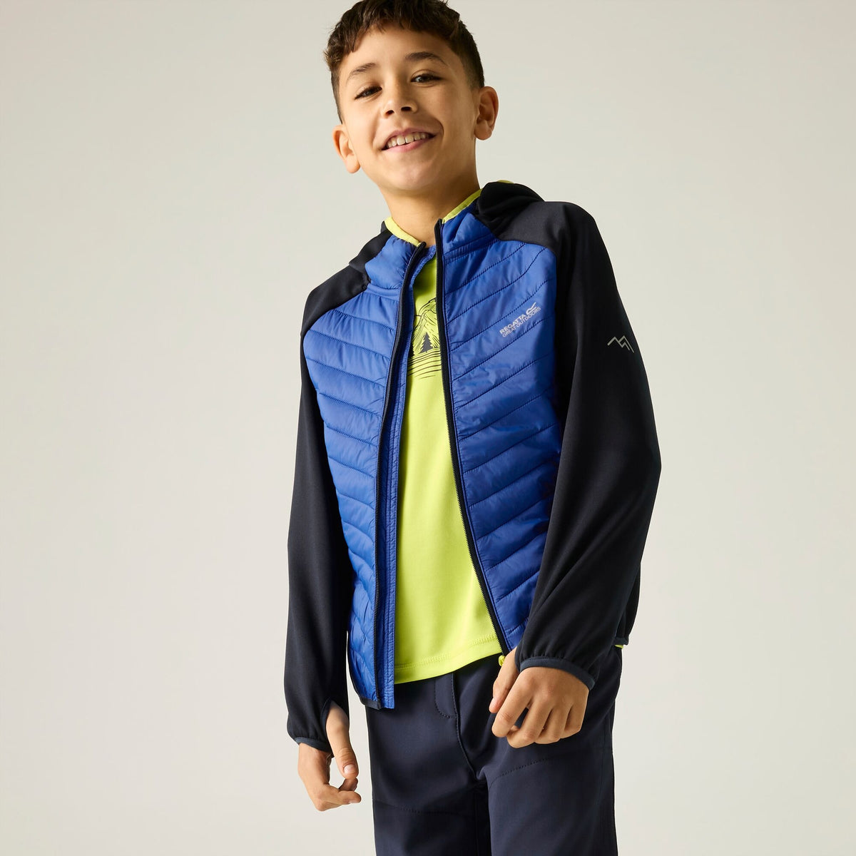 Navy-Olympian Blue - Close up - Regatta Childrens-Kids Andreson Hybrid Padded Jacket