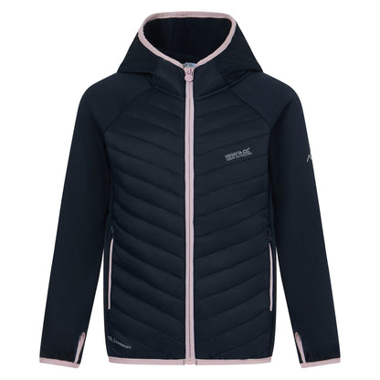Navy-Powder Lilac - Front - Regatta Childrens-Kids Andreson Hybrid Padded Jacket
