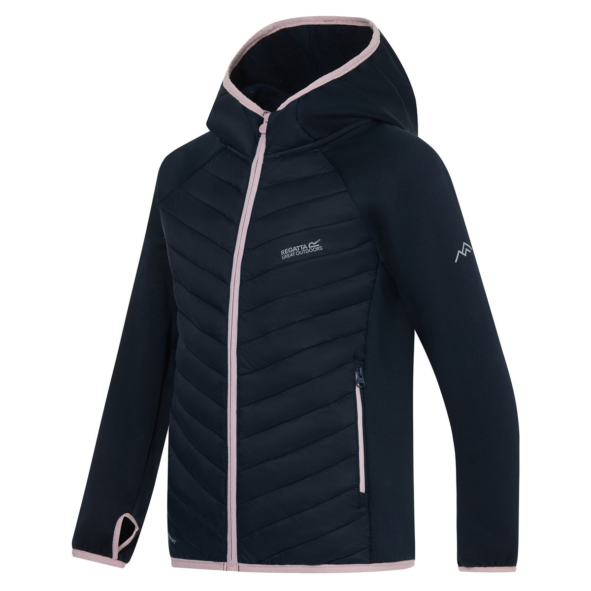 Navy-Powder Lilac - Side - Regatta Childrens-Kids Andreson Hybrid Padded Jacket