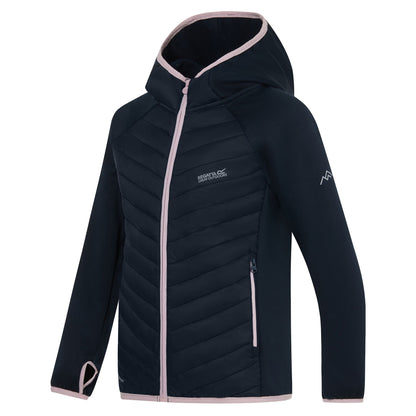 Navy-Powder Lilac - Side - Regatta Childrens-Kids Andreson Hybrid Padded Jacket