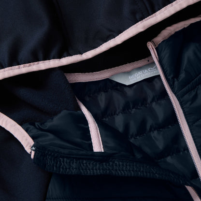 Navy-Powder Lilac - Pack Shot - Regatta Childrens-Kids Andreson Hybrid Padded Jacket