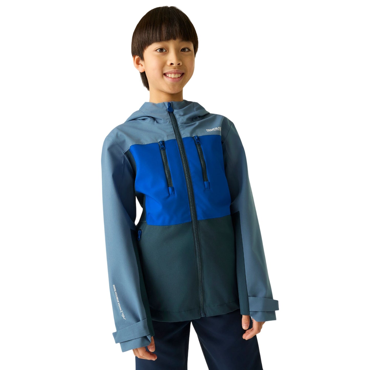 China Blue-Olympian Blue-Night Sky - Lifestyle - Regatta Childrens-Kids Highton Monochrome Waterproof Jacket