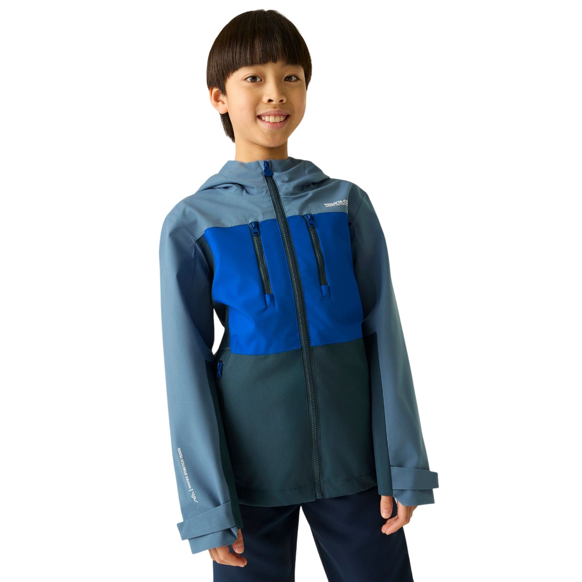 China Blue-Olympian Blue-Night Sky - Lifestyle - Regatta Childrens-Kids Highton Monochrome Waterproof Jacket