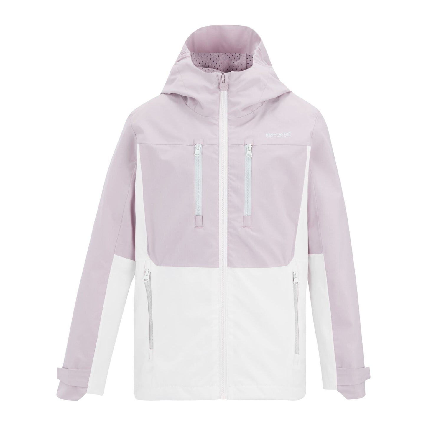 Powder Lilac-Pink Haze - Front - Regatta Childrens-Kids Highton Monochrome Waterproof Jacket