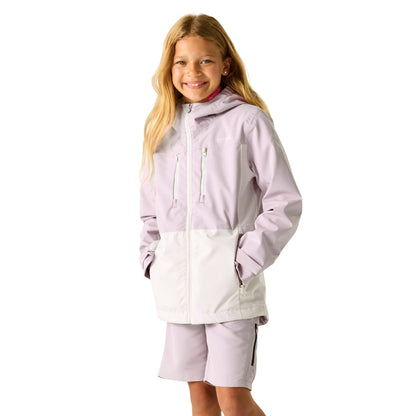 Powder Lilac-Pink Haze - Lifestyle - Regatta Childrens-Kids Highton Monochrome Waterproof Jacket