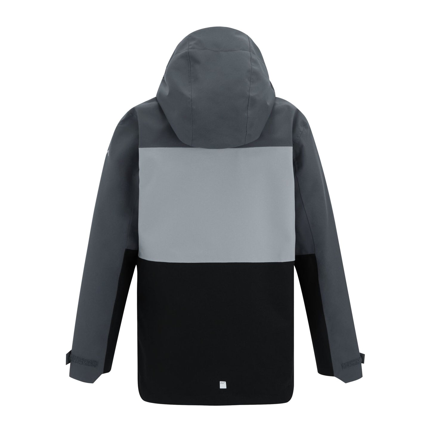 Seal Grey-Cloudy Grey-Black - Back - Regatta Childrens-Kids Highton Monochrome Waterproof Jacket