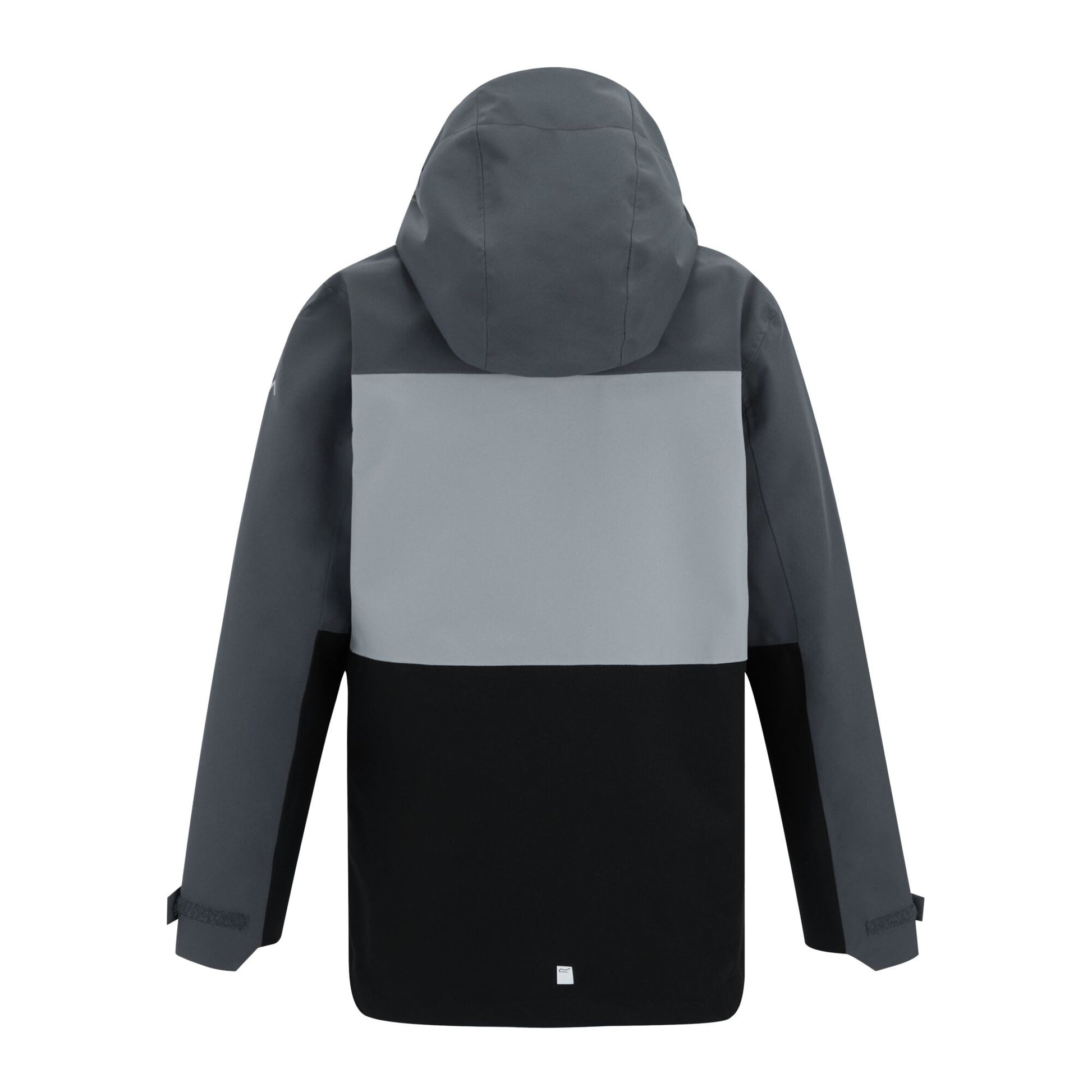 Seal Grey-Cloudy Grey-Black - Back - Regatta Childrens-Kids Highton Monochrome Waterproof Jacket