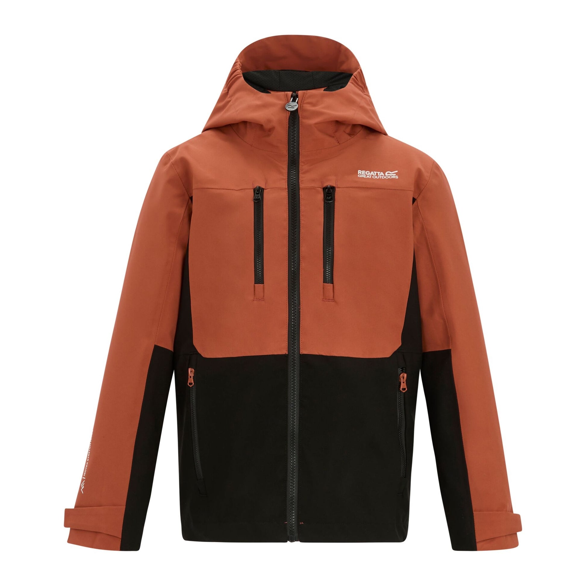 Brick-Black - Front - Regatta Childrens-Kids Highton Monochrome Waterproof Jacket