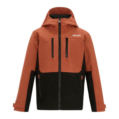 Brick-Black - Front - Regatta Childrens-Kids Highton Monochrome Waterproof Jacket
