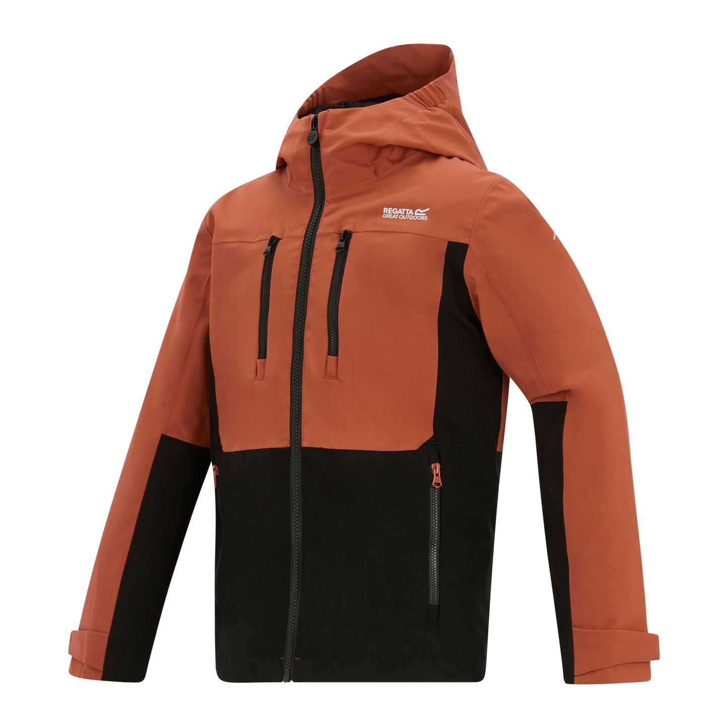 Brick-Black - Side - Regatta Childrens-Kids Highton Monochrome Waterproof Jacket