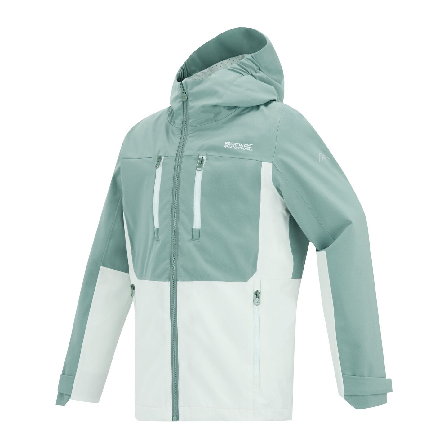 Ivy Moss-Ocean Mist - Side - Regatta Childrens-Kids Highton Monochrome Waterproof Jacket