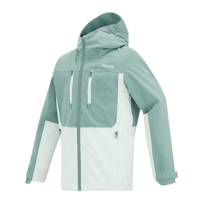 Ivy Moss-Ocean Mist - Side - Regatta Childrens-Kids Highton Monochrome Waterproof Jacket