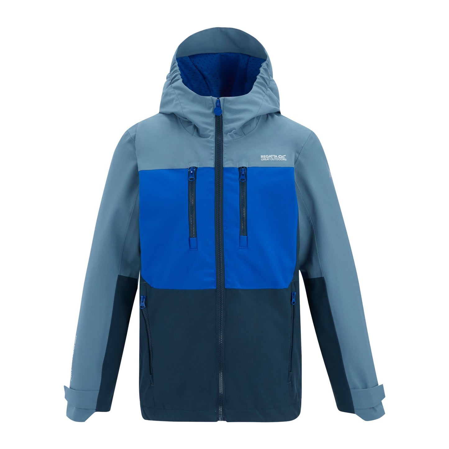 China Blue-Olympian Blue-Night Sky - Front - Regatta Childrens-Kids Highton Monochrome Waterproof Jacket