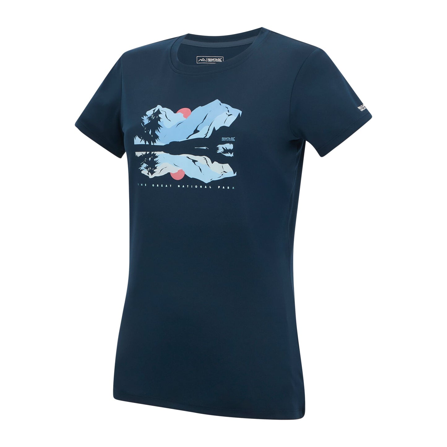 Navy Blue - Side - Regatta Womens-Ladies Mountain Scene T-Shirt