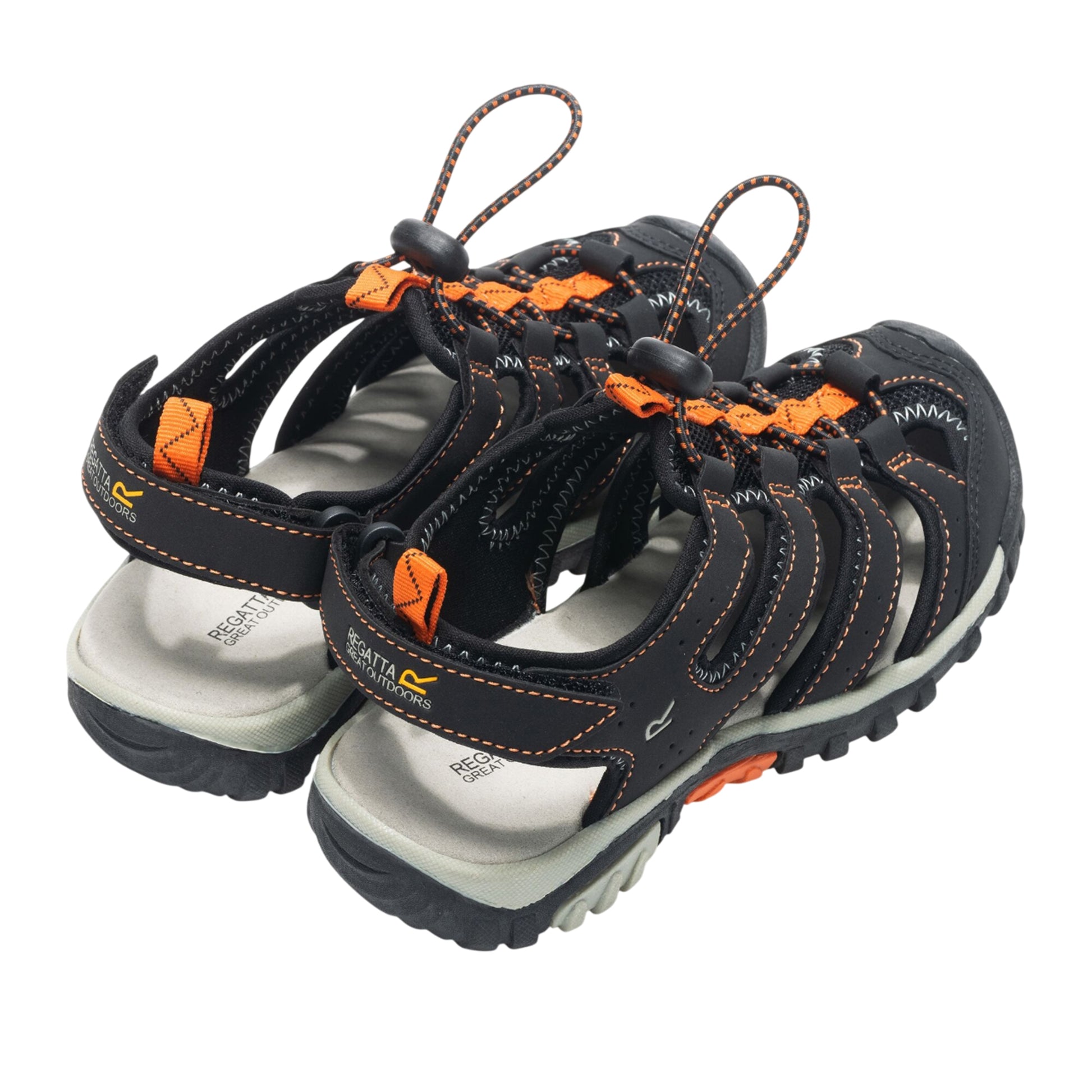 Black-Rusty Orange - Back - Regatta Childrens-Kids Westshore IV Sandals