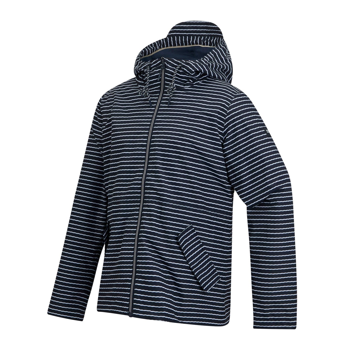 Navy-White - Side - Regatta Womens-Ladies Bayletta Contrast Striped Waterproof Jacket
