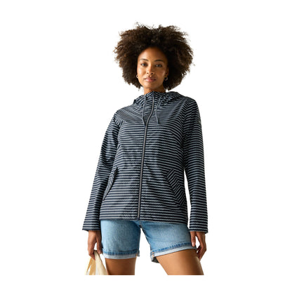 Navy-White - Lifestyle - Regatta Womens-Ladies Bayletta Contrast Striped Waterproof Jacket