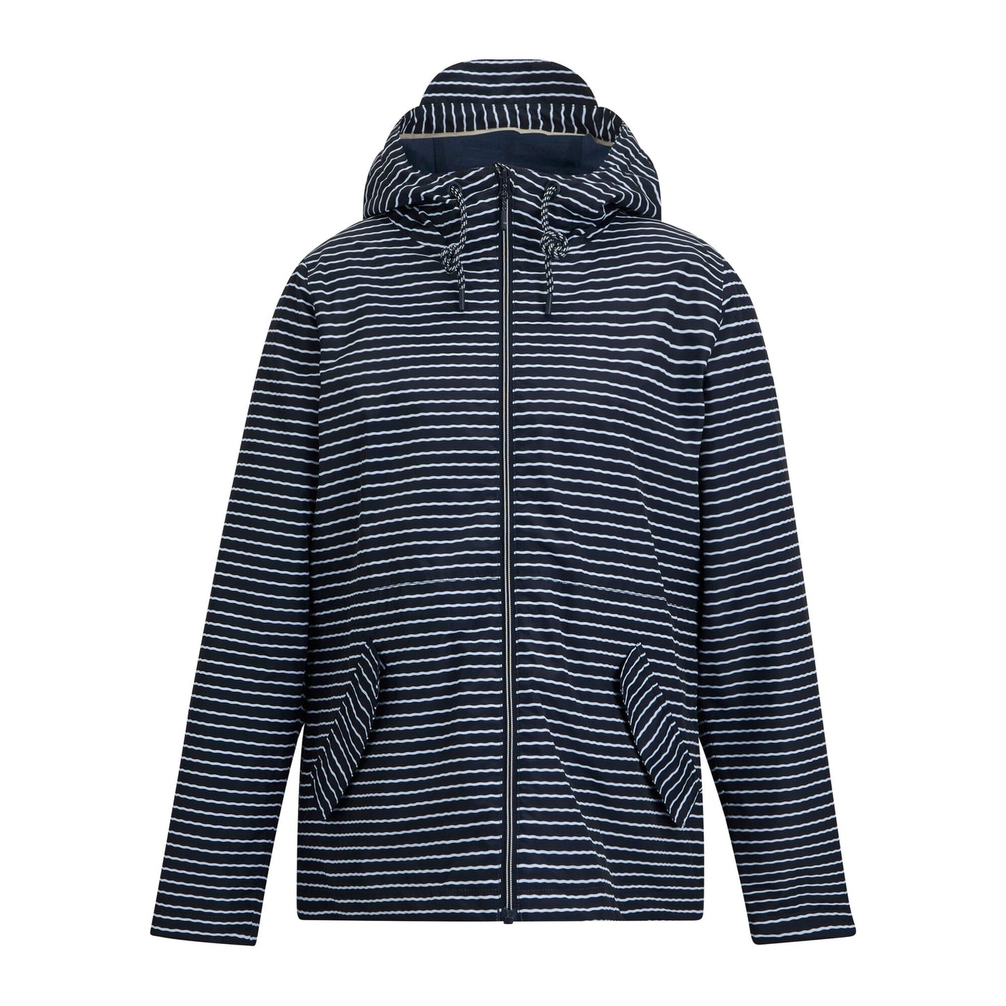 Navy-White - Front - Regatta Womens-Ladies Bayletta Contrast Striped Waterproof Jacket