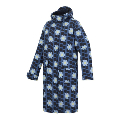 Blue - Side - Regatta Womens-Ladies Orla Kiely Floral Long Length Waterproof Jacket