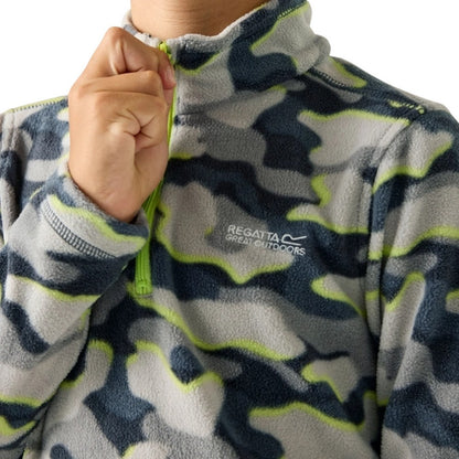 Dark Storm - Side - Regatta Childrens-Kids Hot Shot II Camo Fleece Top