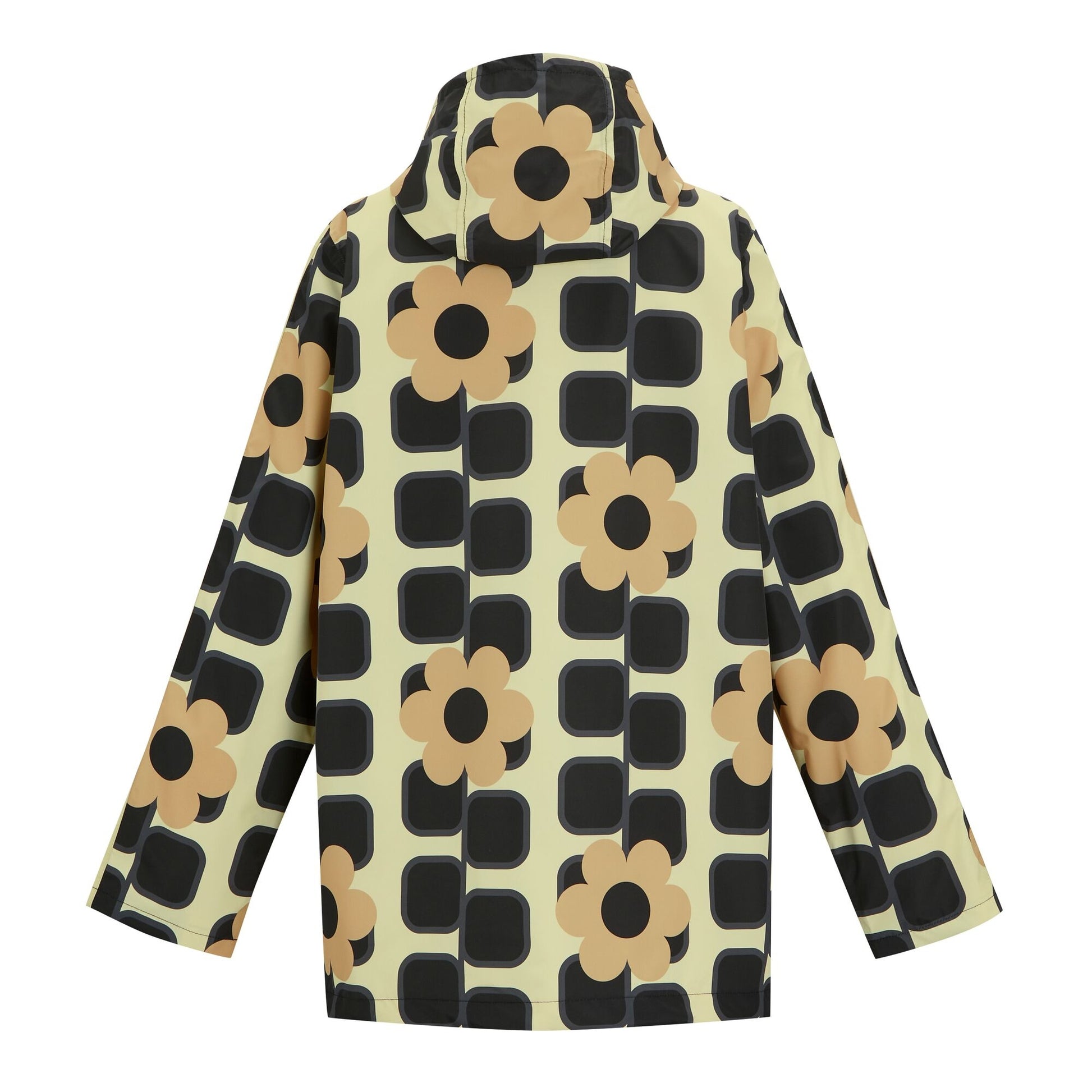 Monochrome - Back - Regatta Womens-Ladies Orla Kiely Giant Square Flower Mid Length Waterproof Jacket
