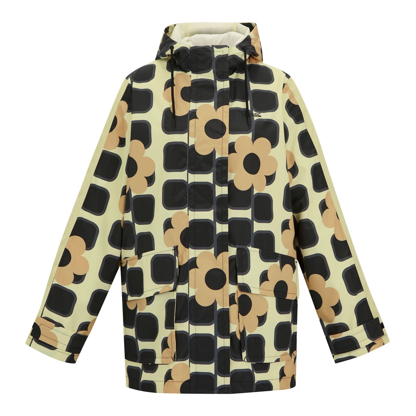 Monochrome - Front - Regatta Womens-Ladies Orla Kiely Giant Square Flower Mid Length Waterproof Jacket