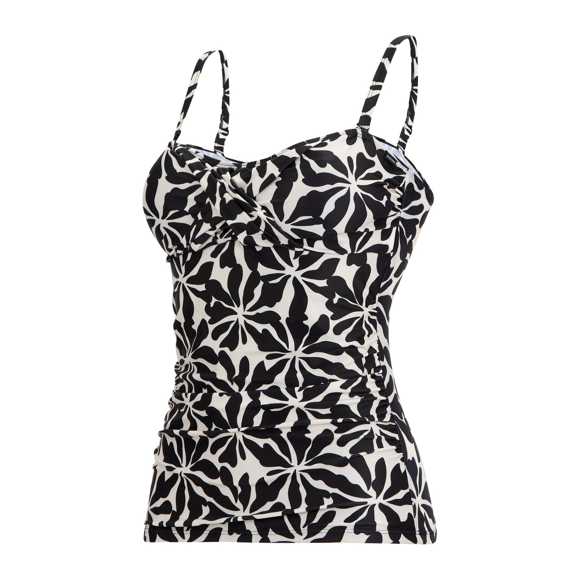 White-Black - Side - Regatta Womens-Ladies Aceana III Abstract Floral Tankini Top