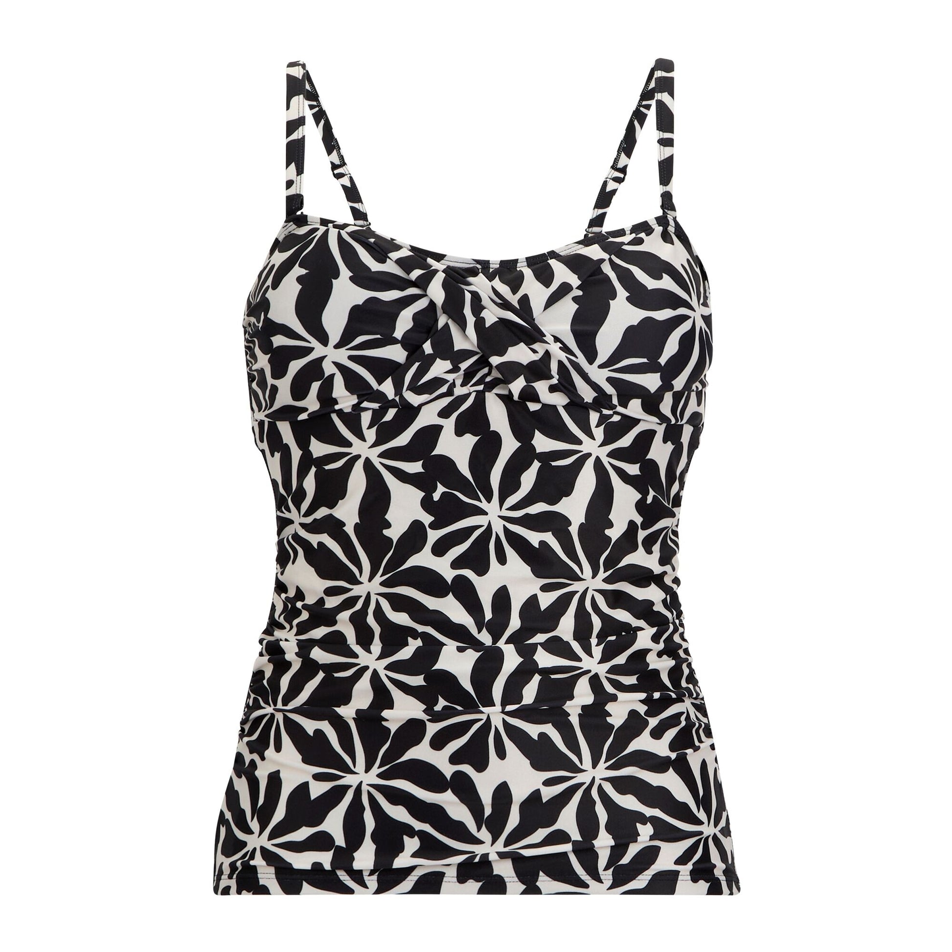 White-Black - Front - Regatta Womens-Ladies Aceana III Abstract Floral Tankini Top